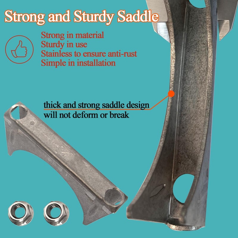 eLifecenter Universal Heavy Duty 2.75" 2-3/4 Inch Exhaust U Bolt Clamp Stainless Steel Saddle Design with Reinforced Ribs - Image 4